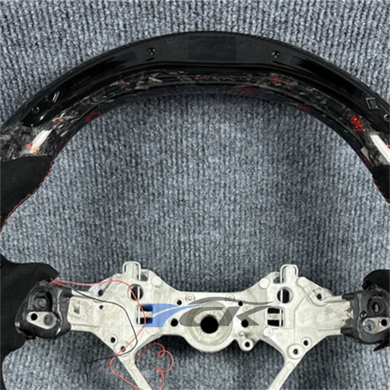Forged Carbon Fiber Black Suede Steering Wheel with LED Lights for 2022-2025 T-oyota GR86 - Performance Upgrade Auto Accessory