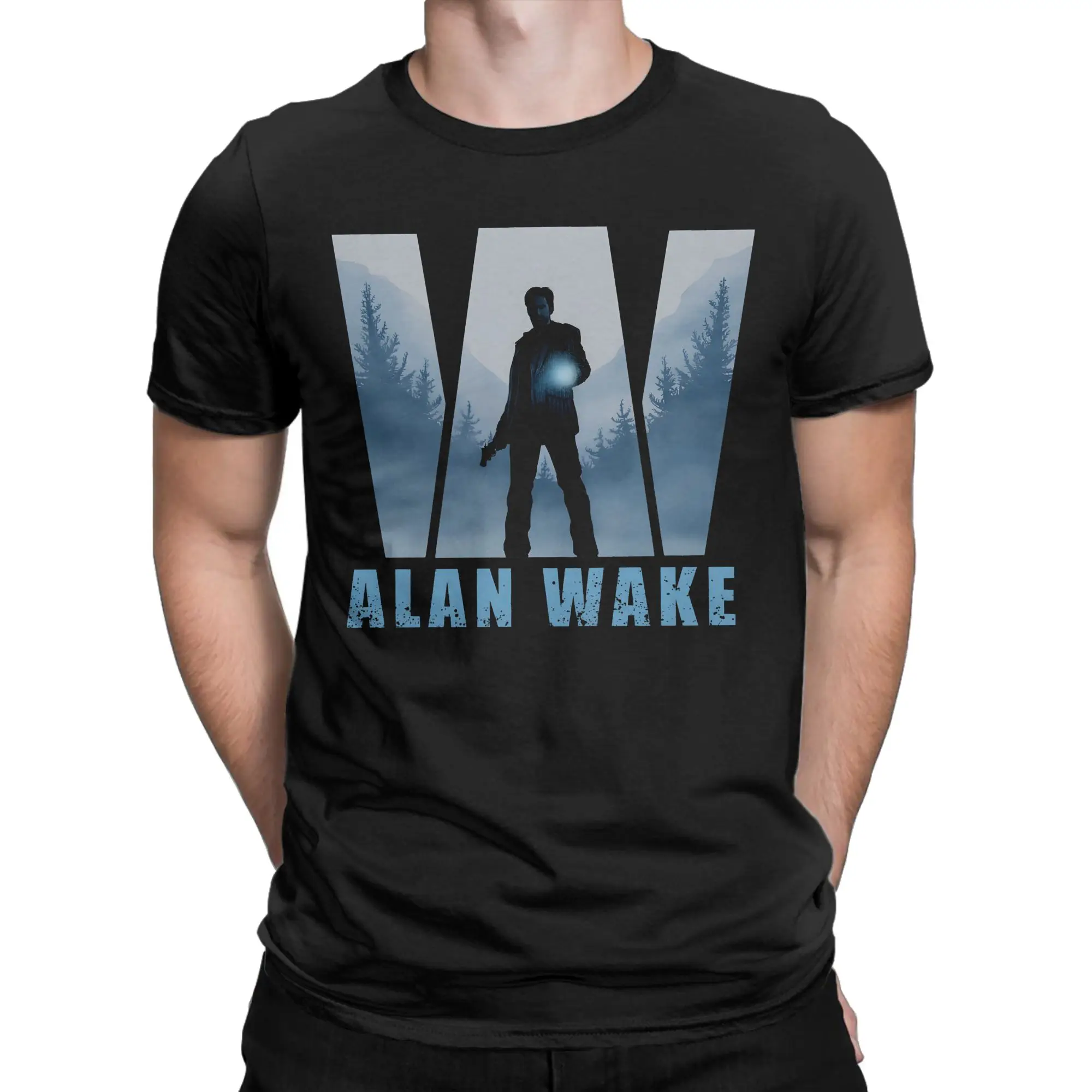 Men's T-Shirt Alan Wake Novelty 100% Cotton Tees Short Sleeve  T Shirts Round Neck Clothes Plus Size