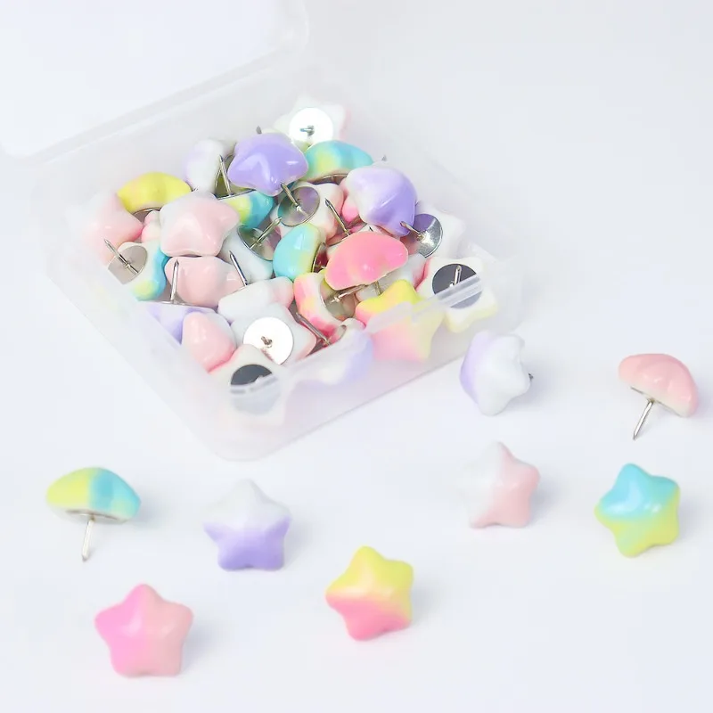 

10pcs/set Colorful Star Push Pins Cute Five-Point Thumb Tacks for Bulletin Board Photo Wall Decoration with Flat Head Design