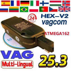 Интерфейс VCDS VAGCOM 2024, обновление VCDSCAN HEX V2, 24,7 для VW, для AUDI Skoda Seat, многоязычные автомобильные диагностические инструменты