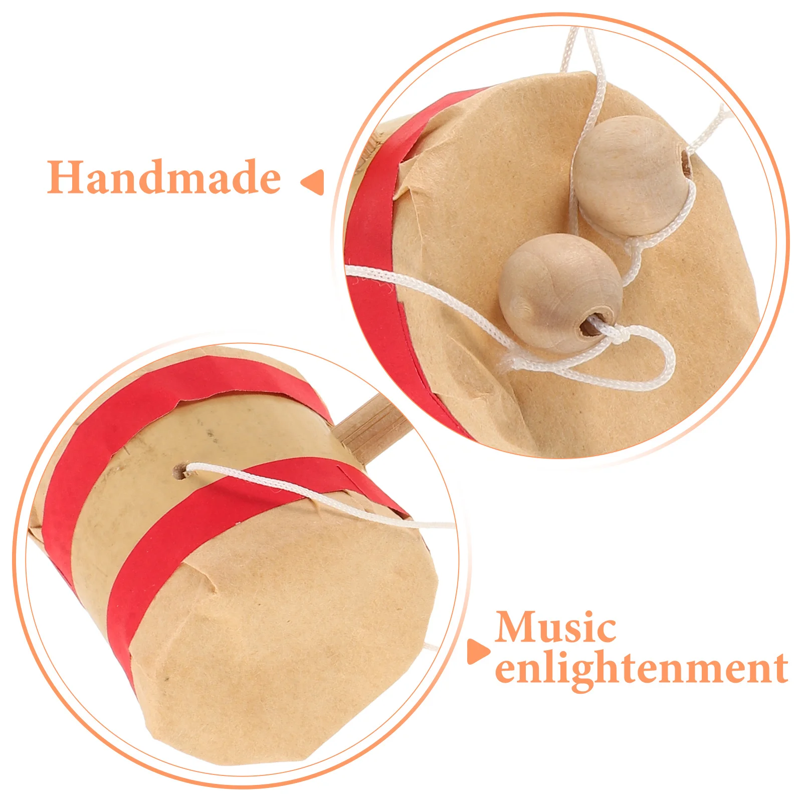 1 قطعة طبلة خشخيشة خشبية بيج الطفل الموسيقية يدويا الخشب الطبيعي الرضع شاكر التنمية الحسية قرد الأيدي #6