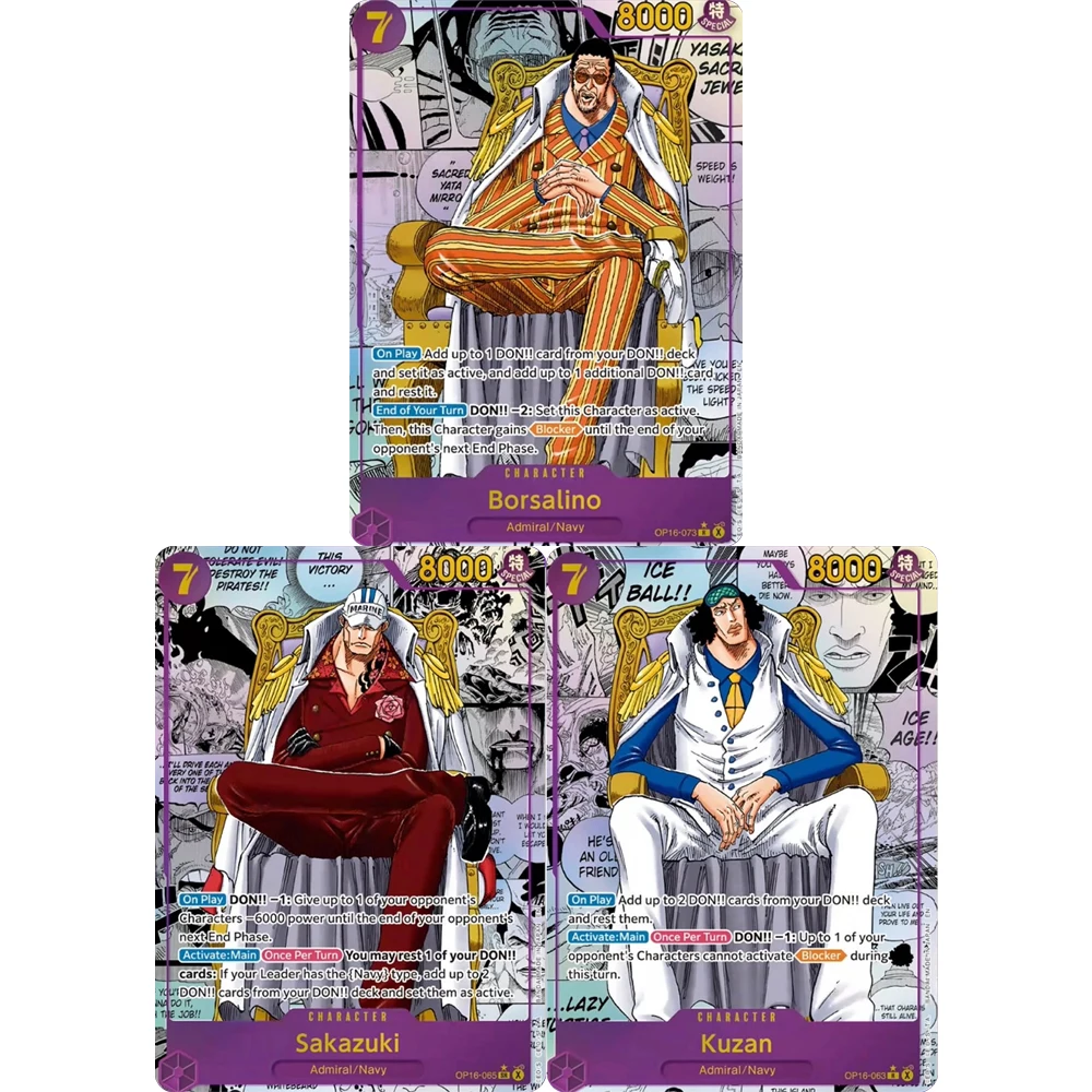 

Коллекционные карточки DIY ONE PIECE: Борсалино, Саказуки, Кузан (EN) – Высококачественные самодельные игровые аниме-карточки, подарок