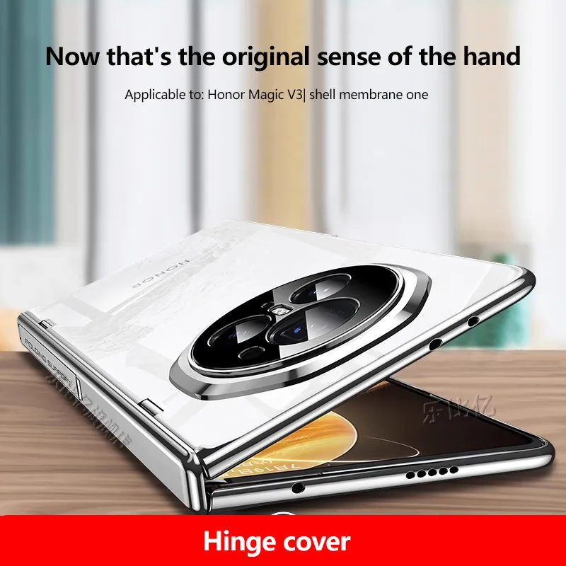 

Transparent Electroplated Case For Honor Magic V3 Vs3 With Tempered Film Folding Hinge Metal Lens Protective Cover