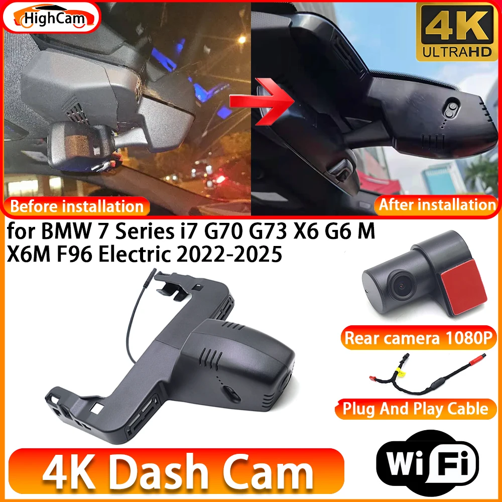 HighCam for BMW 7 Series i7 G70 G73 X6 G6 M X6M F96 Electric 2022-2025 OEM 4K DVR Dash Cam Front Rear Camera WiFi Video Recorder
