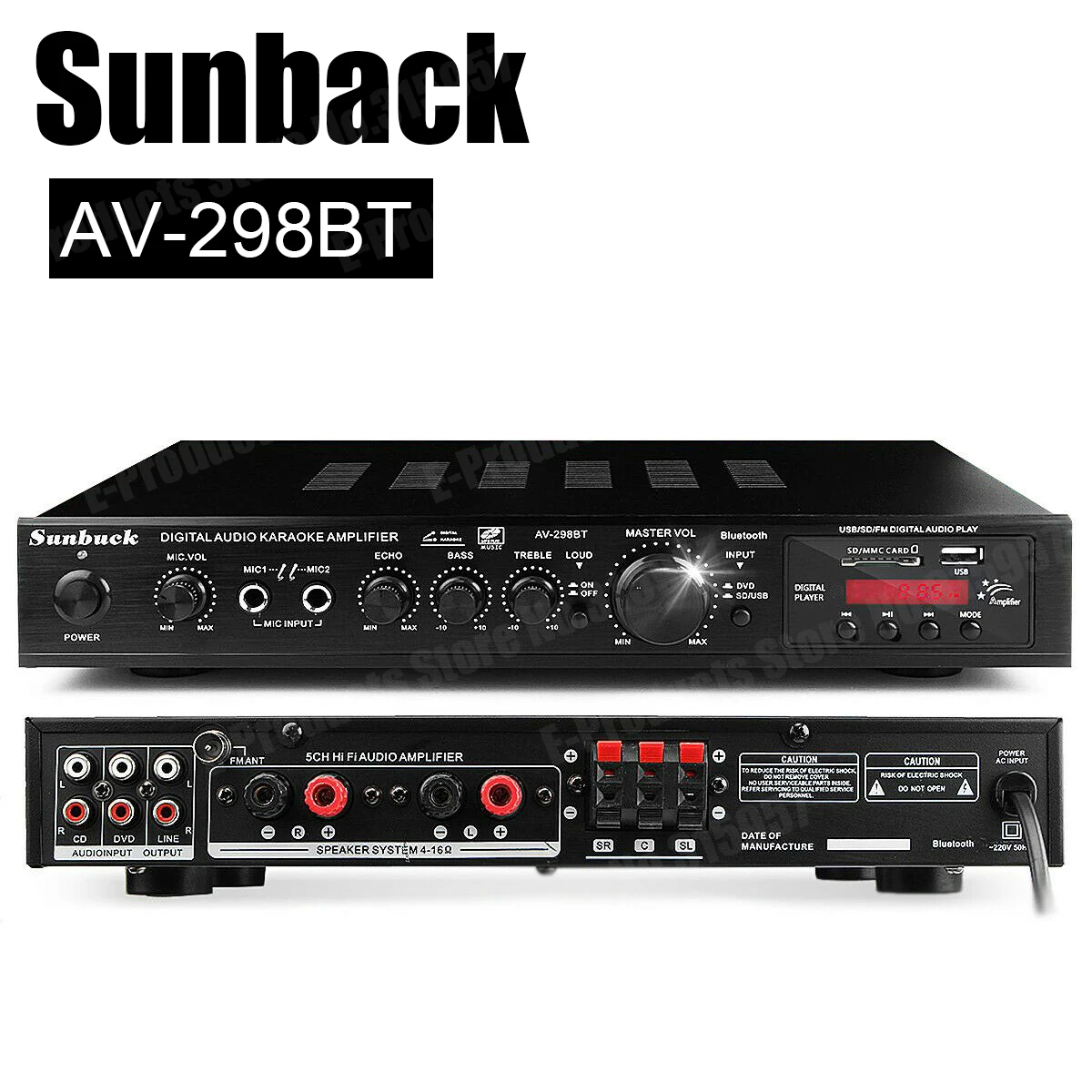 プリメインアンプ SUNBUCK AV-298BT カラオケ対応 SUNBUCK AV-298BT 110V/220V 2200W Home theater Power Amplifier 5