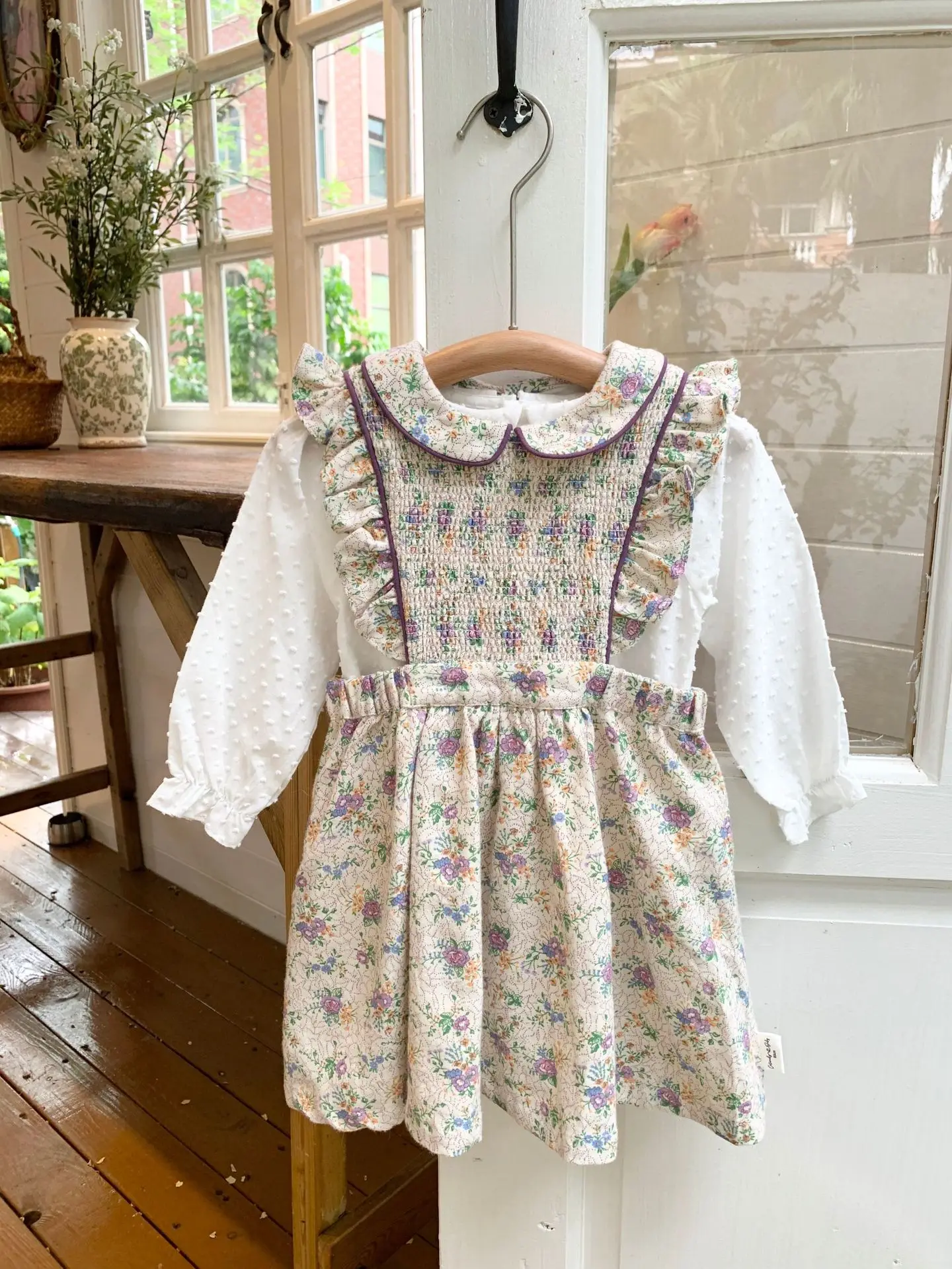 

Jenny&Dave Autumn East Tank Top Dress for Baby Girls, Embracing Treasure Collar, Broken Flower, Polished Fleece, and Lotus Leaf