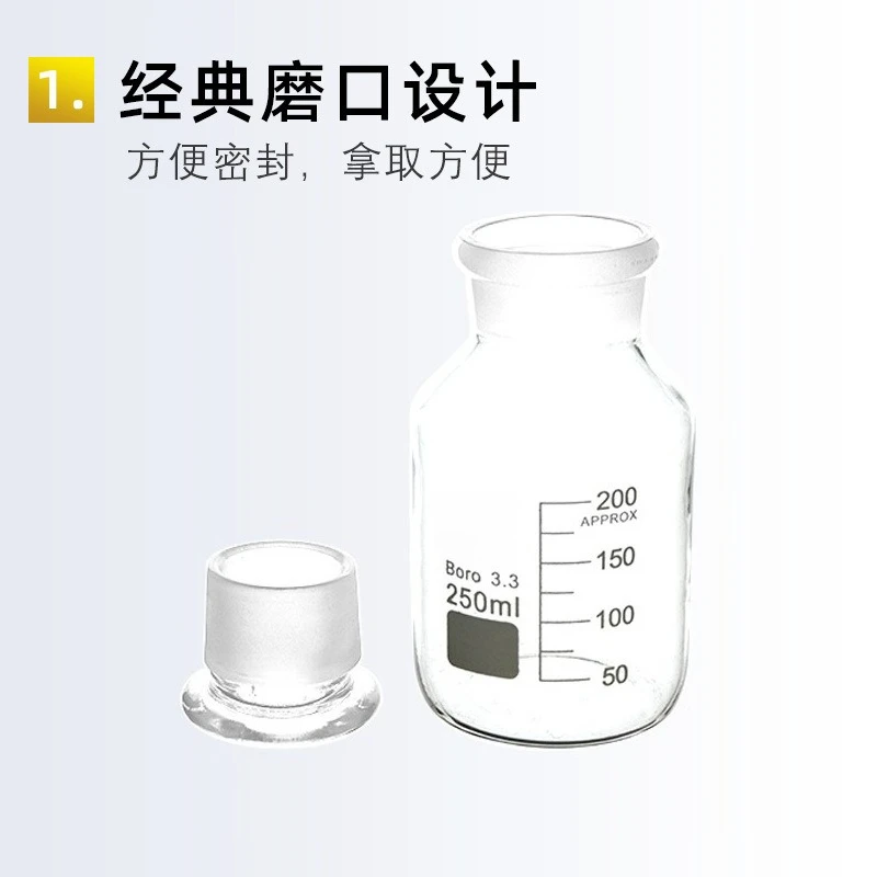 Lab Wide‑Neck Ground Glass Reagent Bottle High Transparent Boro‑Silicate Graduated Sample Storage Container