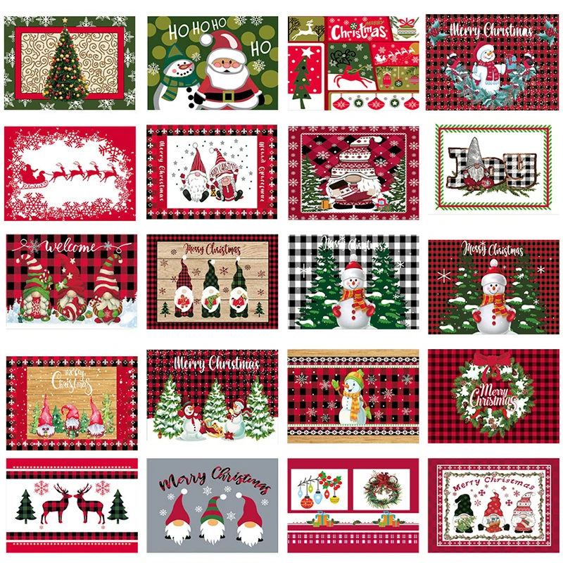 1* New Christmas Placemats Linen Red Green Buffalo Check Plaid Farmhouse Winter Christmas Xmas Placemat Home Kitchen Table Decor