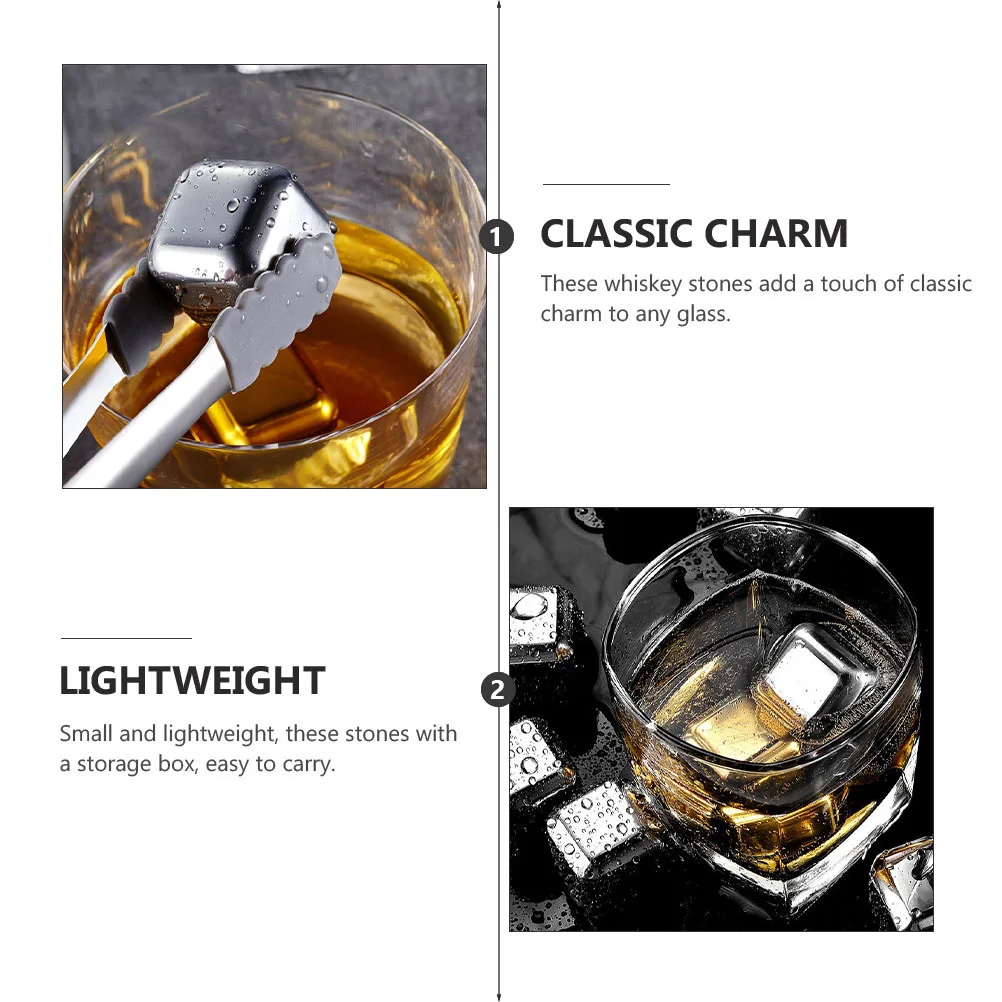 

Square Ice Stone Stainless Steel Whiskey Cooler Reusable Ice Stone Cooling Stone Ice Cube