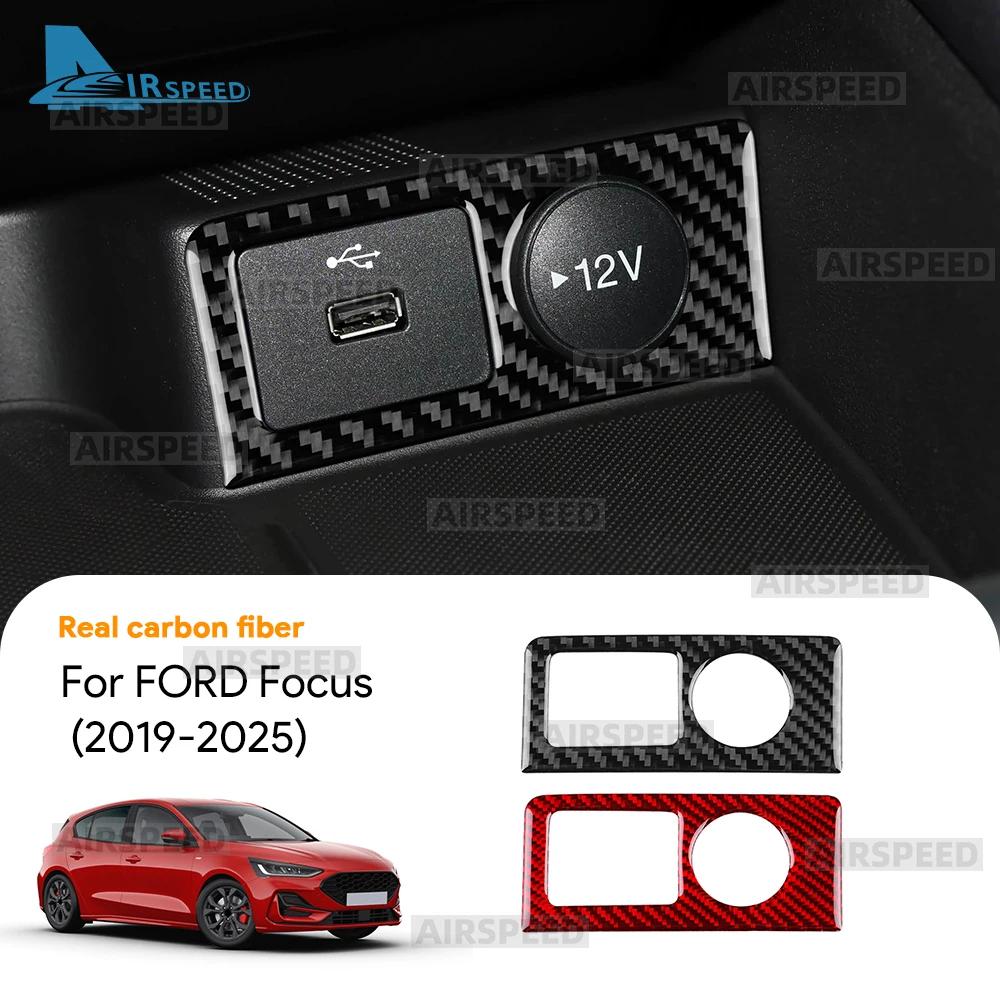 Soft Carbon Fiber Sticker For Ford Focus MK4/Focus ST 2019 2020 2021 2022 2023 2024 2025 LHD Central Control Cigarette Lighter