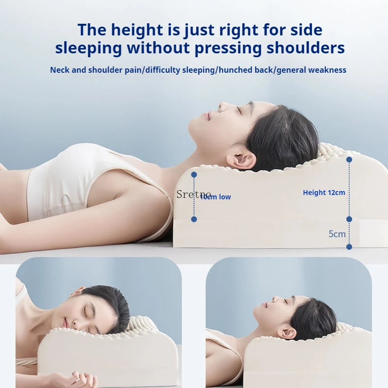 Natural Latex High Pillow Thickened Neck Protection Adult Rubber Pillows Core Hard Nap Pillow Help Sleep Body Pillows Almohadas