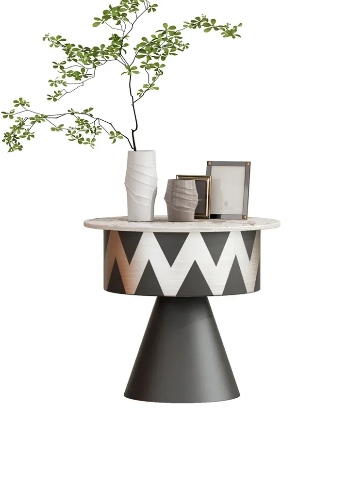 

Modern Minimalist Living Room Home Creative Storage Small round Table Iron Light Luxury Storage Tea Table