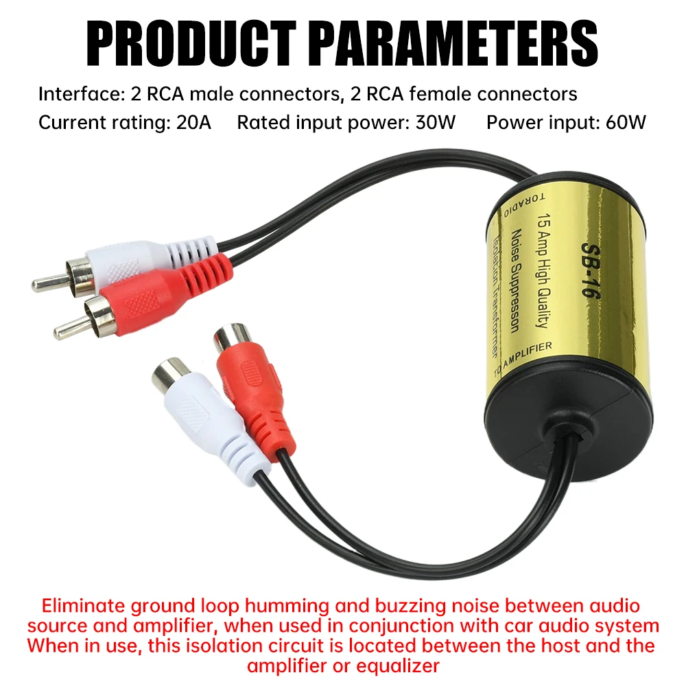 Der RCA-Audio-Rauschfilter reduziert effektiv Audio-Rauschen und eliminiert statische Aufladungen von Lautsprechern. Geeignet für Kfz- und Heimstereoanlagen – Detail 6