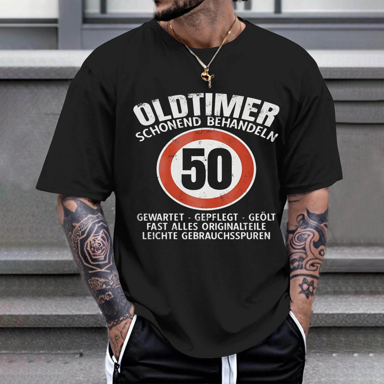 Herren-T-Shirt Oldtimer Schonend Behandeln Fifty, perfekt für Freizeitkleidung, Partys und Karneval-Outfits