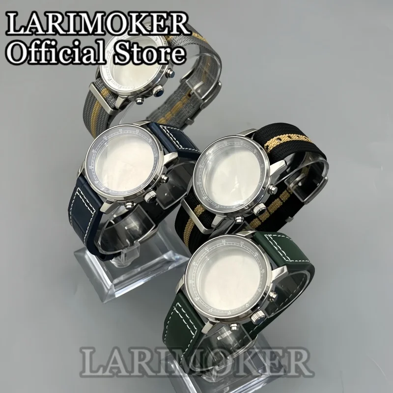 

LARIMOKER 39mm Men's VK67 Watch Case With Inner Chapter Ring Fit VK63 VK64 VK67 VK68 Movements Leather watch Strap Nylon Strap