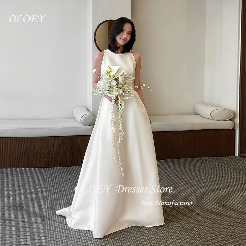 

OLOEY 2025 New Elegant Wedding Dress Floor-Length Korea Photo Shoot Soft Satin Bridal Gown A Line Corset Customized