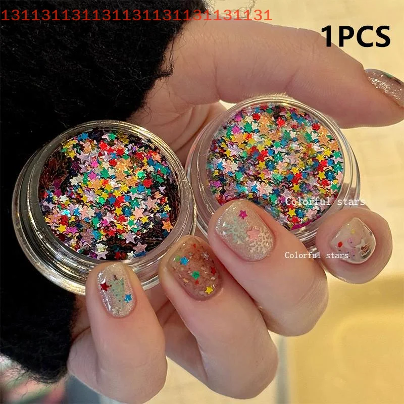 1Jar 미니 스파클링 스타 네일 글리터 스파클링 펜타그램 네일 장식 네일 살롱 디자인 귀여운 액세서리 DIY 네일 아트 디자인
