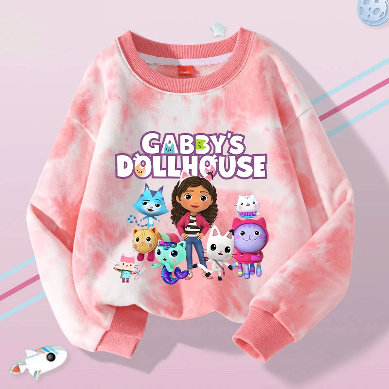 Gabby Dollhouse Children T-shirt Long-sleeved Top Clothing Kids Bottoming Shirt Crewneck Girl Clothes Sweatshirt Pullover Blouse