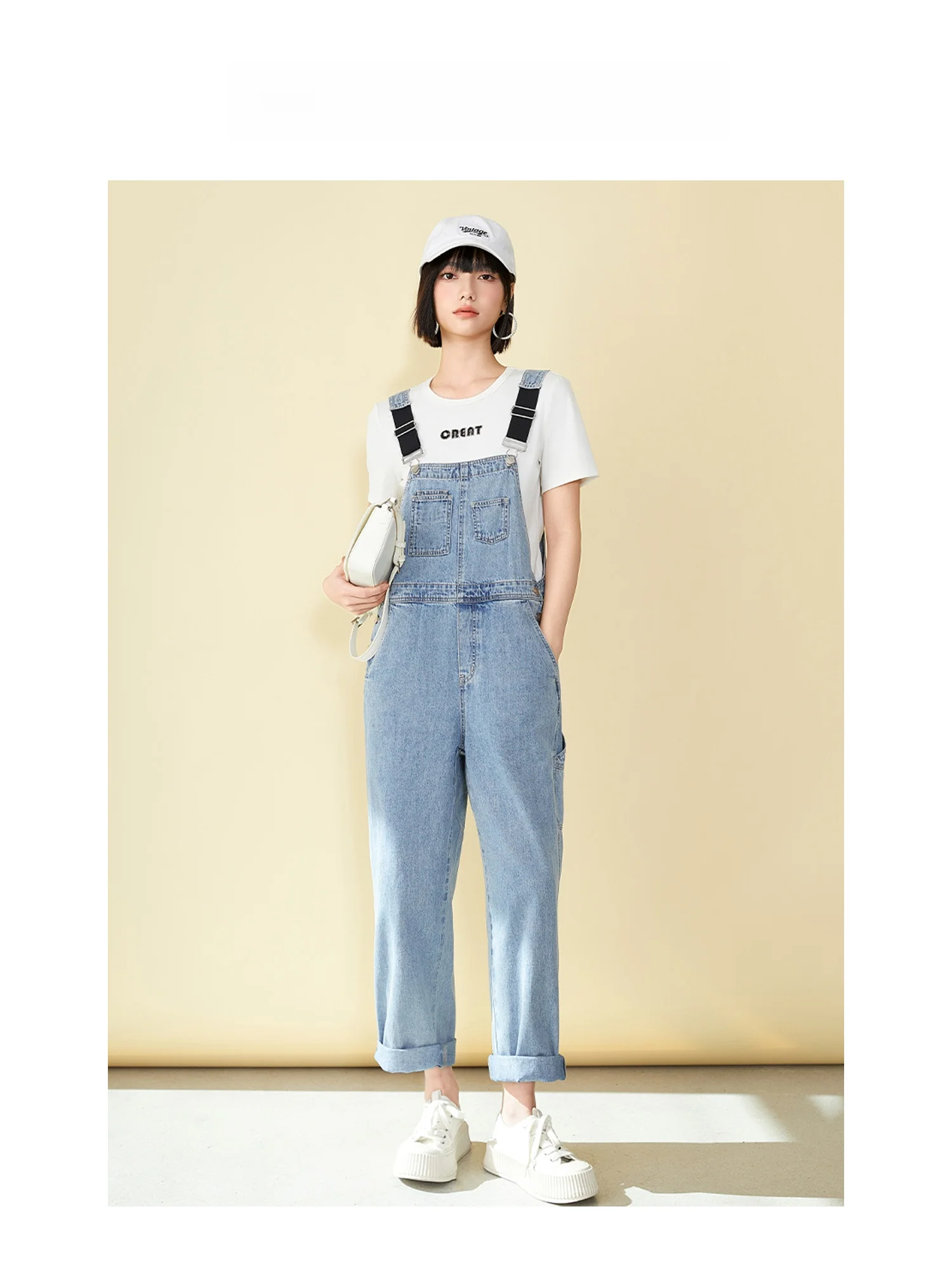 

Хлопковые джинсовые комбинезоны с высокой талией, женские модные утягивающие винтажные весенне-летние повседневные джинсовые комбинезоны с прямыми штанинами