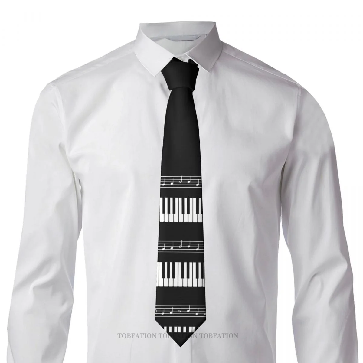 Piano Organ Keyboard Music Notes Classic Men's Printed Polyester 8cm Width Necktie Cosplay Party Accessory