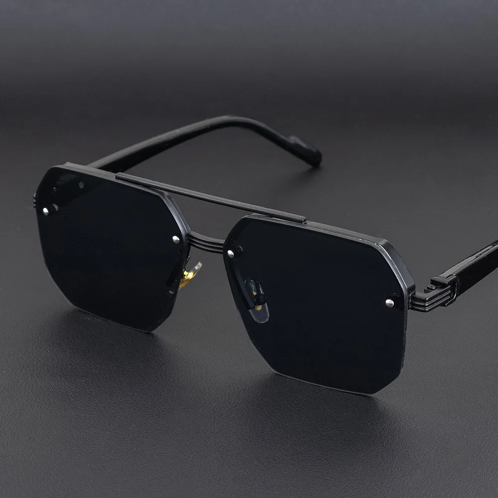 Image of Neue Retro Doppelbrücken Quadratische Brillen Metall Herren Sonnenbrille Mode Farbverlauf UV400 Damen Sonnenbrillen