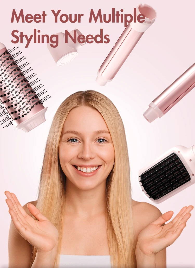 Haartrocknerbürste, abnehmbares 5-in-1-Styling- und Trocknungssystem, schnelles Trocknen, Glätten und Stylen von Locken, automatischer Lockenstab – Detail 6