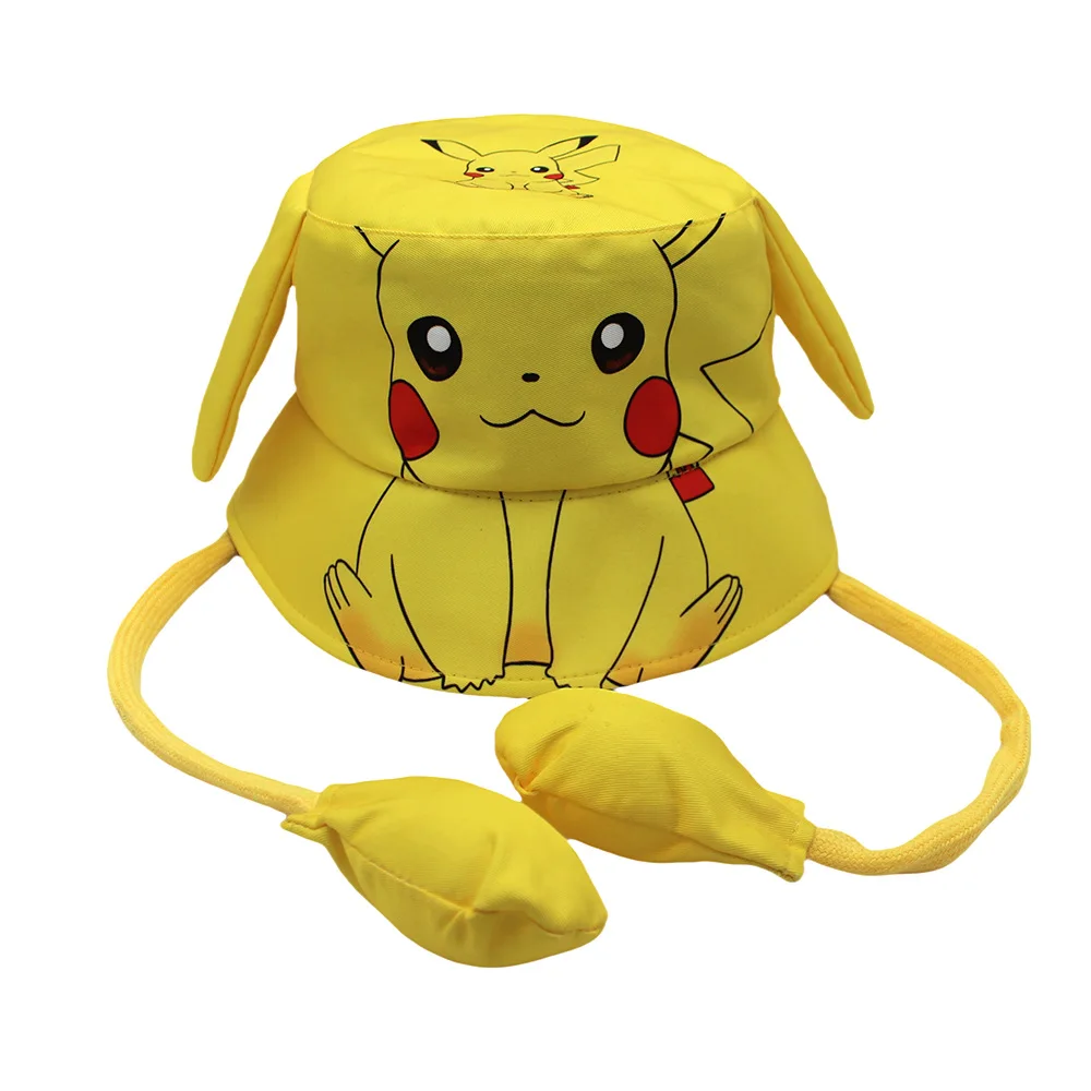 Pikachu pokémon anime figura impressão pescador chapéu bacia boné crianças menino menina orelhas pneumáticas brinquedo bonito decoração presentes de aniversário