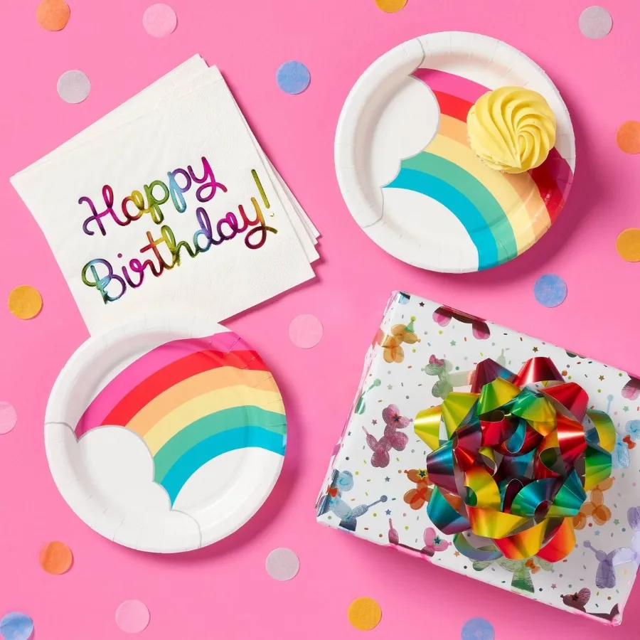 30ct "Happy Birthday" Rainbow Foil Lunch Napkins