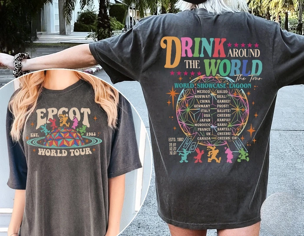 Rétro Epcot boire autour du monde chemise boire autour du monde chemise Disney Epcot 1982 chemise
