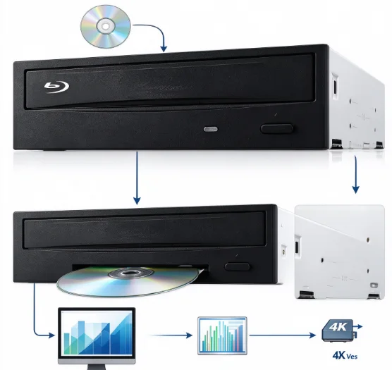 BW-16D1HT Internal Optical Drive 3D 4K UHD Blu-Ray Burner for Desktop Replacement Disc Drive High-Speed Data Transfer