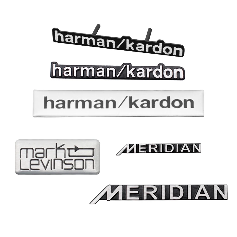 High-Quality Metal Aluminum Harman/MERIDIAN/Marko Levinson Logo Stickers Car Hi-Fi Speaker Audio Badge Stereo Emblem Sticker