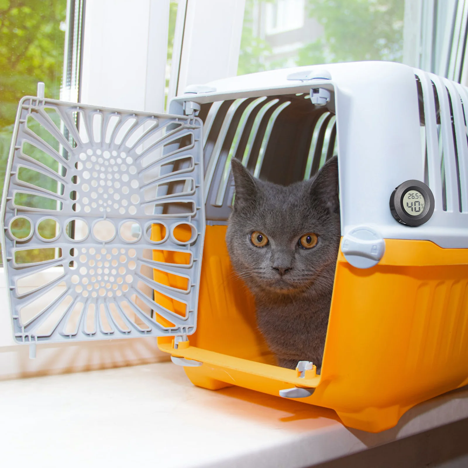 

4Pcs Portable Hygrometer Thermometer Digital Mini Humidity Temperature Monitor with Clear LCD for Office School Hotel and Lab