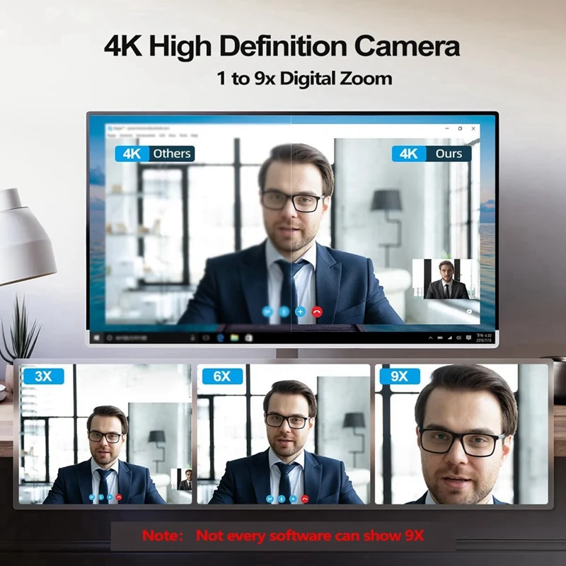 Super Sale 4K Webcam with Light, Webcam for PC with Microphone, USB Computer Camera with Stand Base for Desktop Live Show