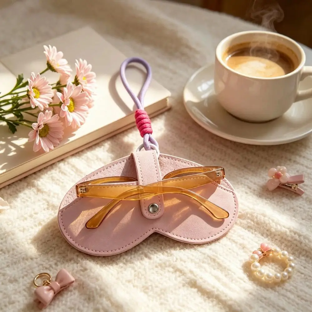 Slim Heart-shaped Magnetic Glasses Case Leather Versatile Eyewear Organizer Elegant Anti-fall Sunglasses Box Bag Travel