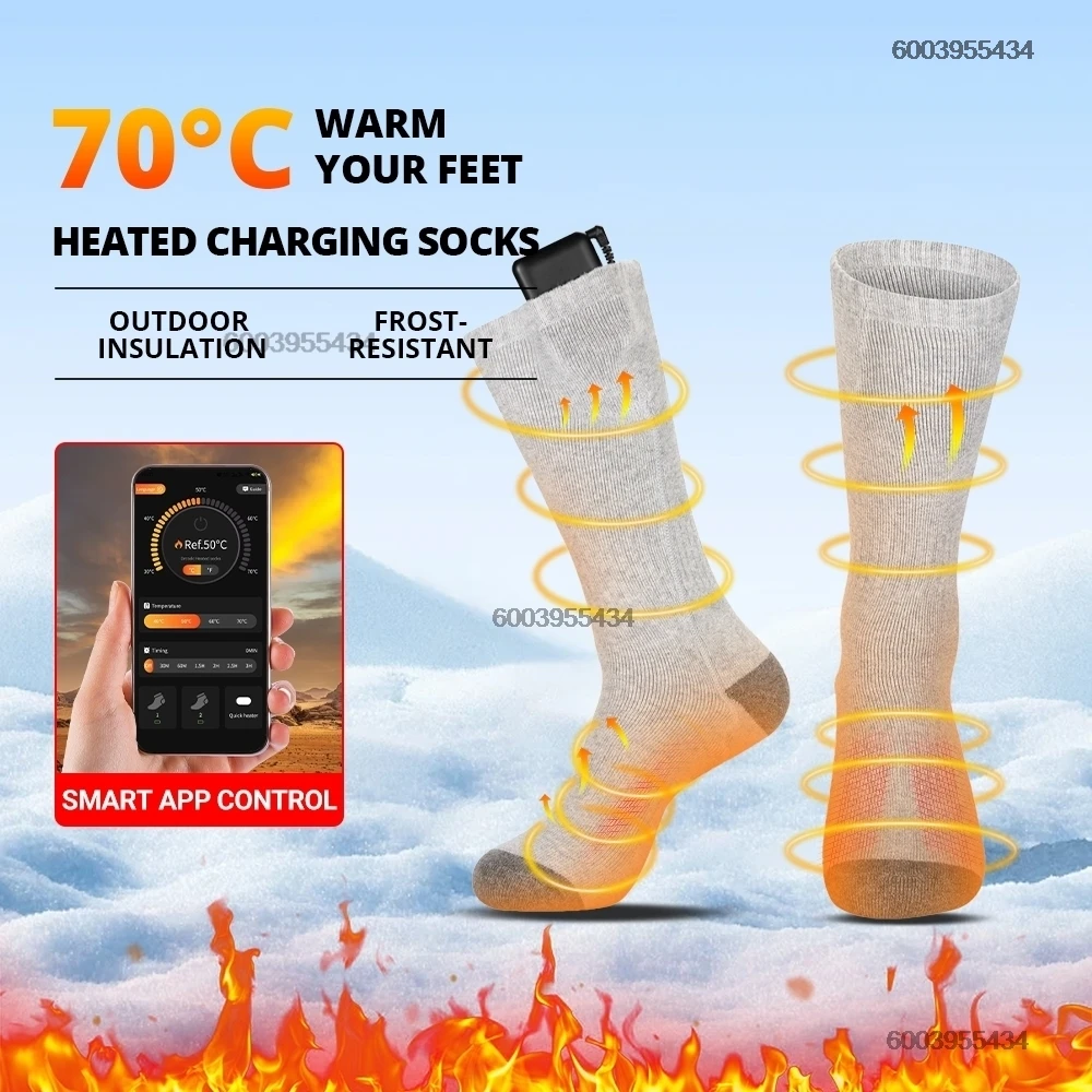 APP制御加熱靴下男性女性5000mah USB電気加熱スキーソックスフットウォーマースキースノーボードサイクリングサーマルソックス