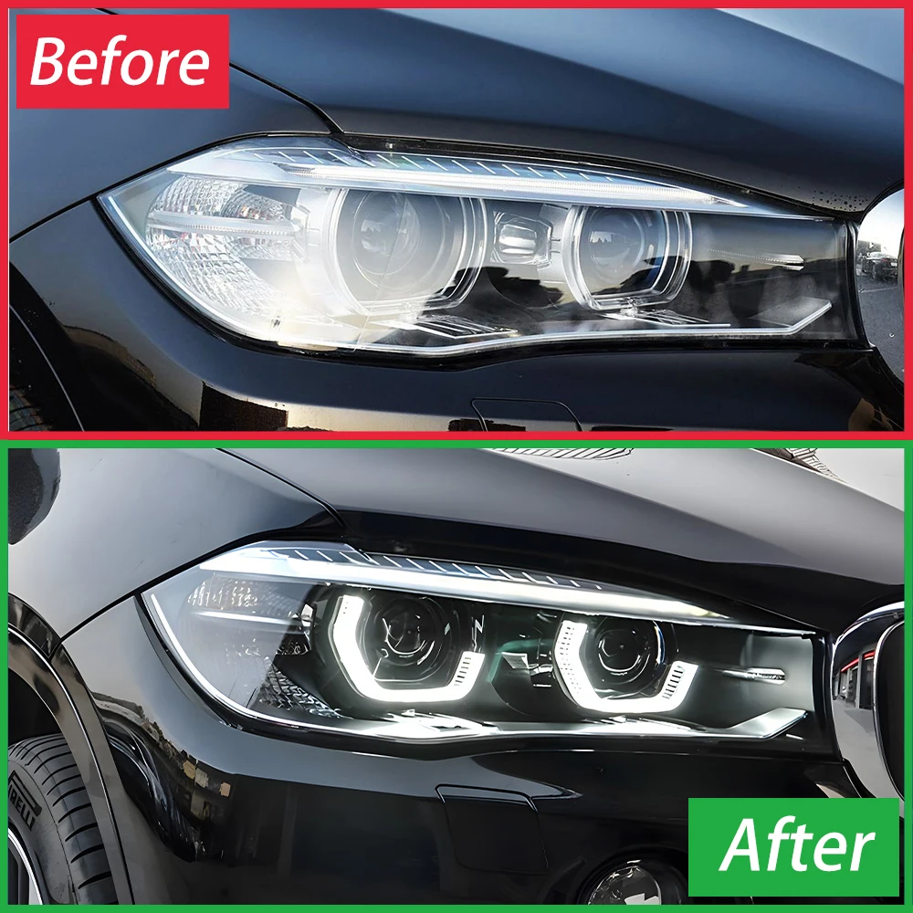 For BMW X5 X6 F15 35i 50i 2014-2018 LED Car Headlight Assembly Plug And Play Lens DRL Turn Signal Low High Beam Lamp Accessories