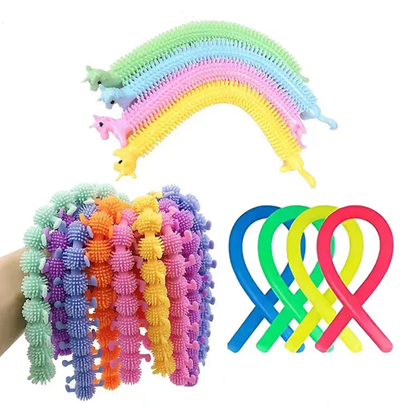 3-6 uds divertido unicornio tirar gusano fideos Fidget juguetes cuerda elástica juguetes antiestrés cuerda alivio del estrés autismo ventilación juguete para regalo