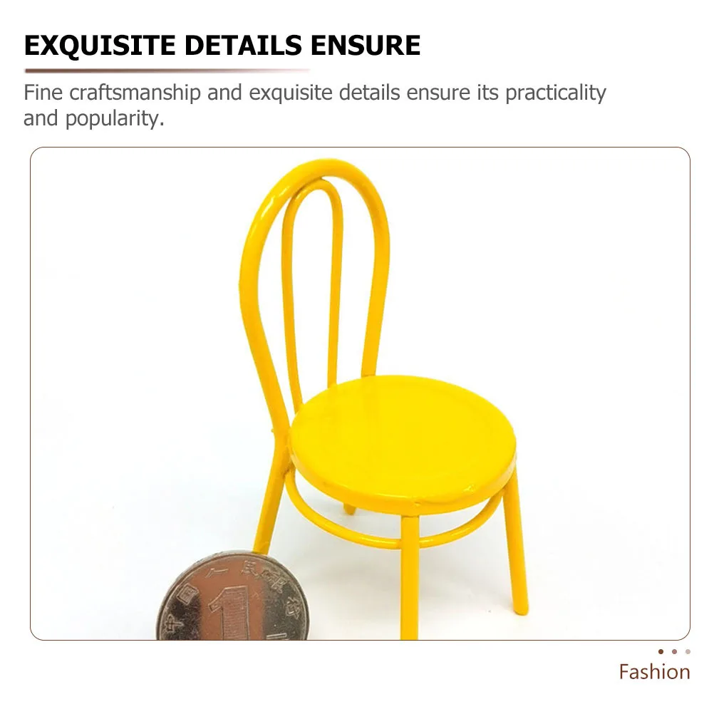 2Pcs Miniature Iron Dining Chairs 1 12 Scale Mini Metal Furniture Creative Mini House Accessories Small House Ornament Home