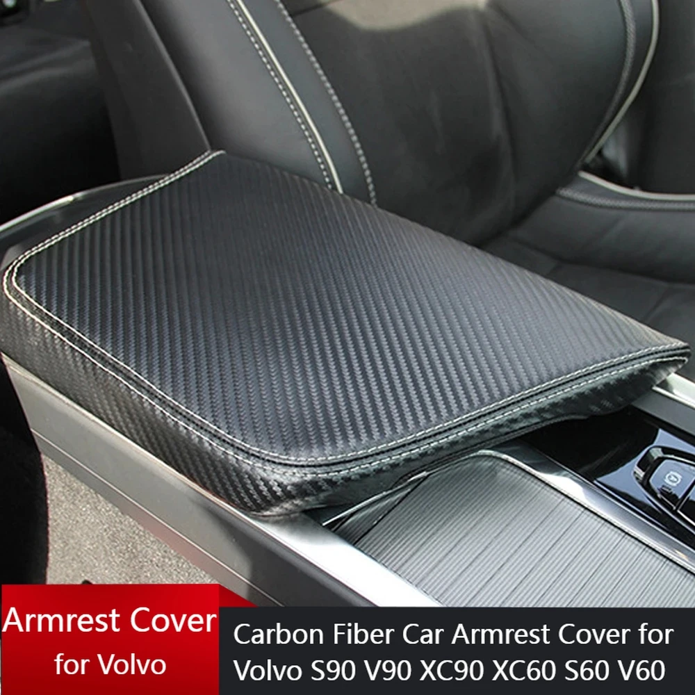 

Carbon Fiber Car Armrests Cover for Volvo XC60 S90 XC90 V90 S60 V60 2018 Armrest Lift Cushion Decoration Interior Accessories