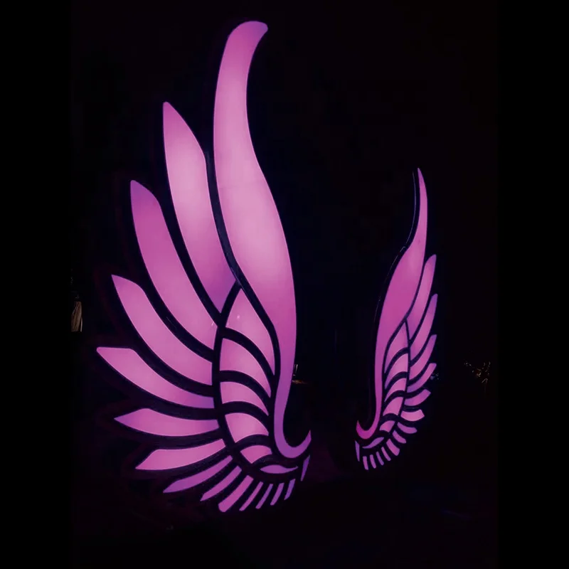 Outdoor Garden Fairy Wing Sculpture Steel Acrylic LED Hand Forged Customized Design for Holiday Theme Park Decoration
