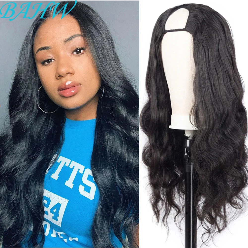 

BAHW Malaysian Body Wave U Part Wig Wavy Remy Hair Wig For Women 100% Human Hair Wig Glueless Wigs 180% Density Natural Color