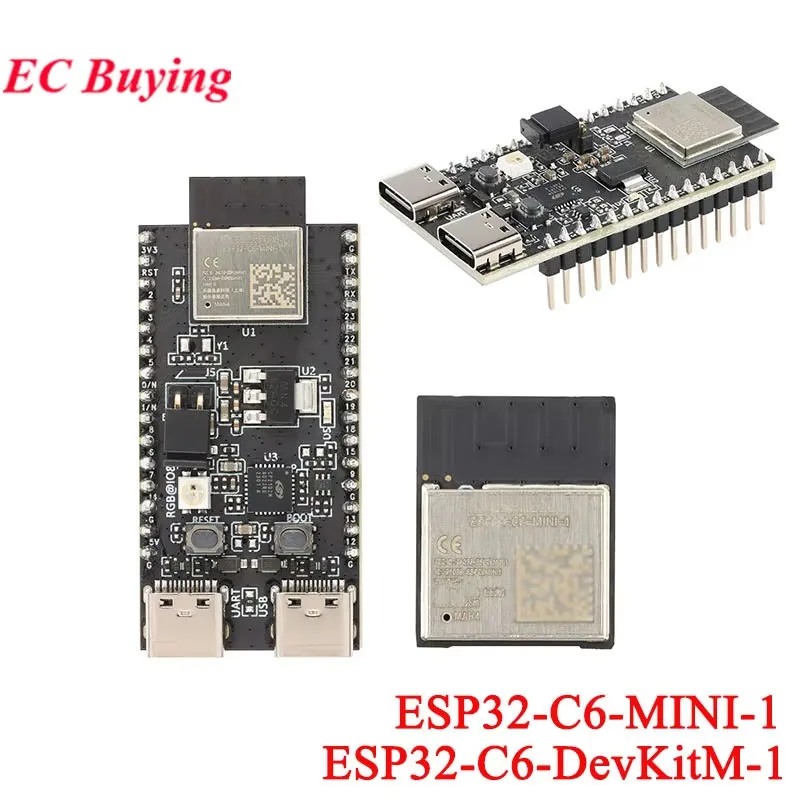 ESP32-C6-DevKitM-1 ESP32-C6-DevKitC-1 Mini Development Board ESP32-C6 MINI-1 W&ROOM-1 Wireless 2.4GHz Wi-Fi 6 BLE5 Zigbee Module