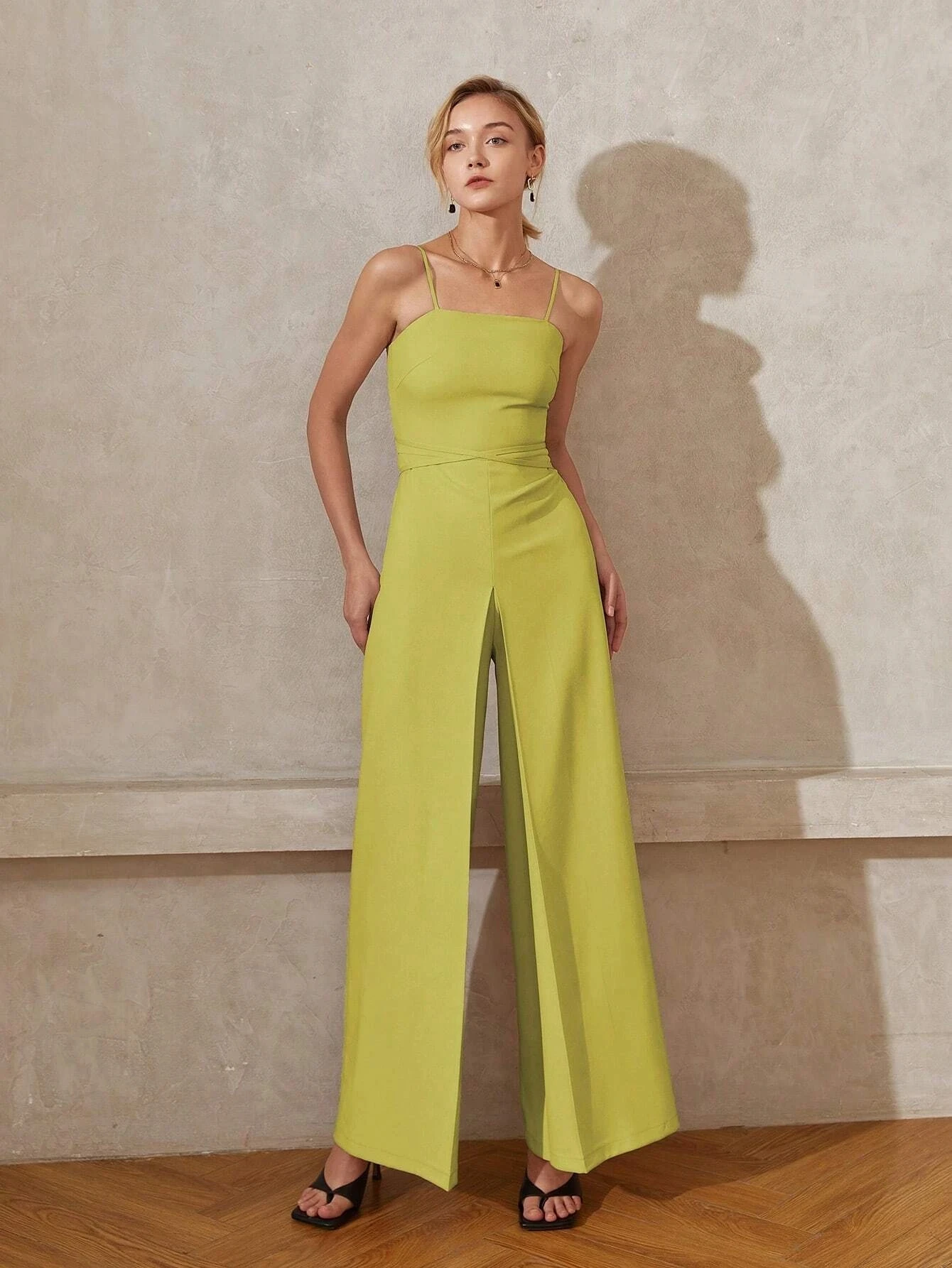 AEL Ladies Holiday New Casual Solid Sleeveless Backless High Waist Wide Leg Cami Jumpsuit Women Chic and Elegant Jumpsuits