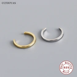 Ccfjoyas Sterling Silber glänzend Gold Silber Farbe Clip Ohrringe europäische und amerikanische minimalist ische Ohr manschette ohne Piercing