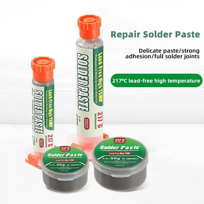 معجون لحام القصدير صديق للبيئة ارتفاع درجة الحرارة تدفق Sn99Ag0.3Cu0.7 للهاتف المحمول IC CPU BGA SMD إصلاح الهاتف
