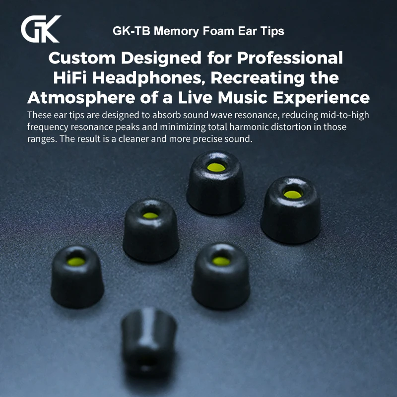 GK-TB 3Pair(6pcs) Noise Isolating Comfortble Memory Foam Ear Tips Ear Pads Earbuds For In Earphone For  Headphones GK KUNTEN
