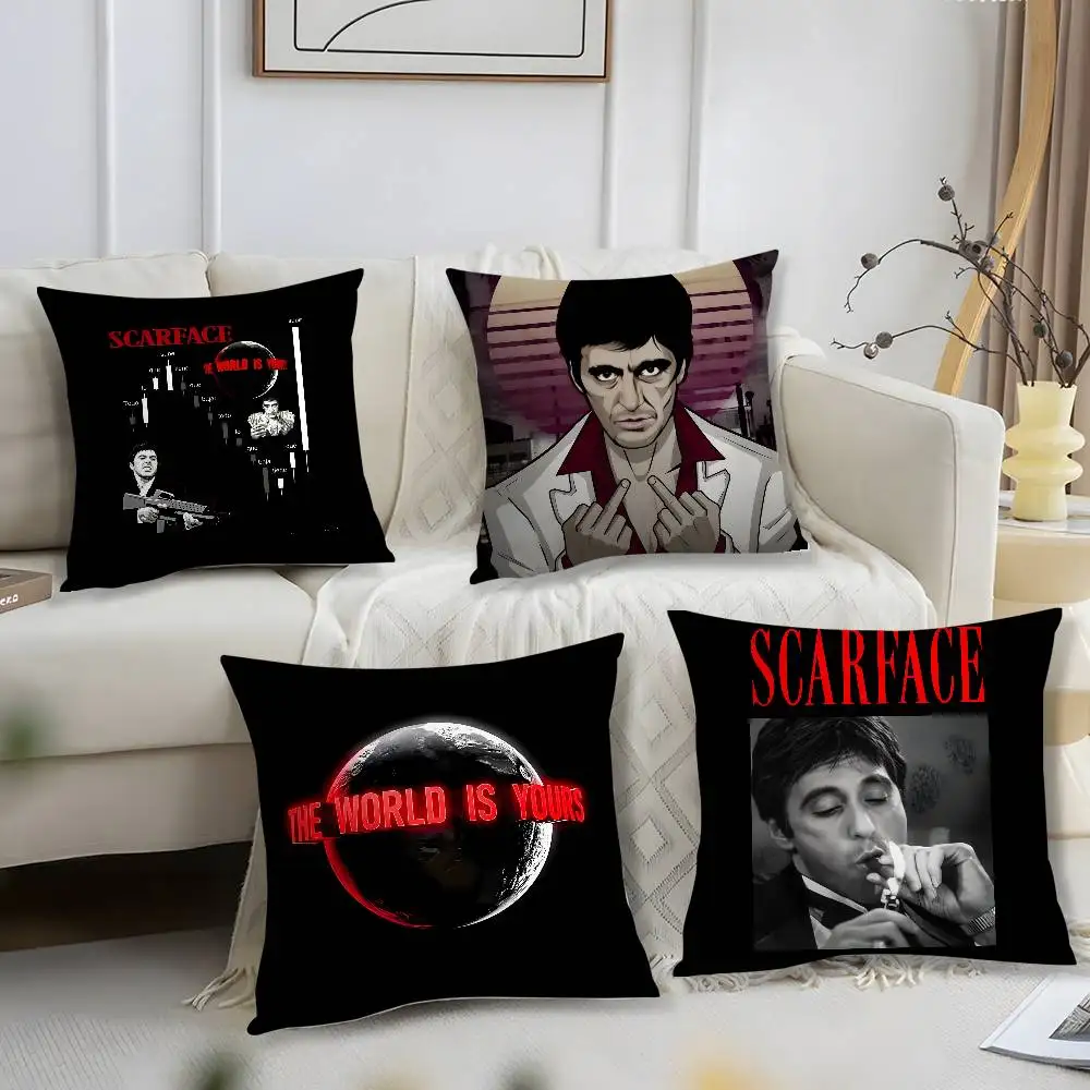 Classic Movie S-scarfaceS Vintage-Kissenbezug, kurzer Plüschdruck, Kissenbezug, quadratisch, Dekokissenbezüge, Sofa, Heimdekoration