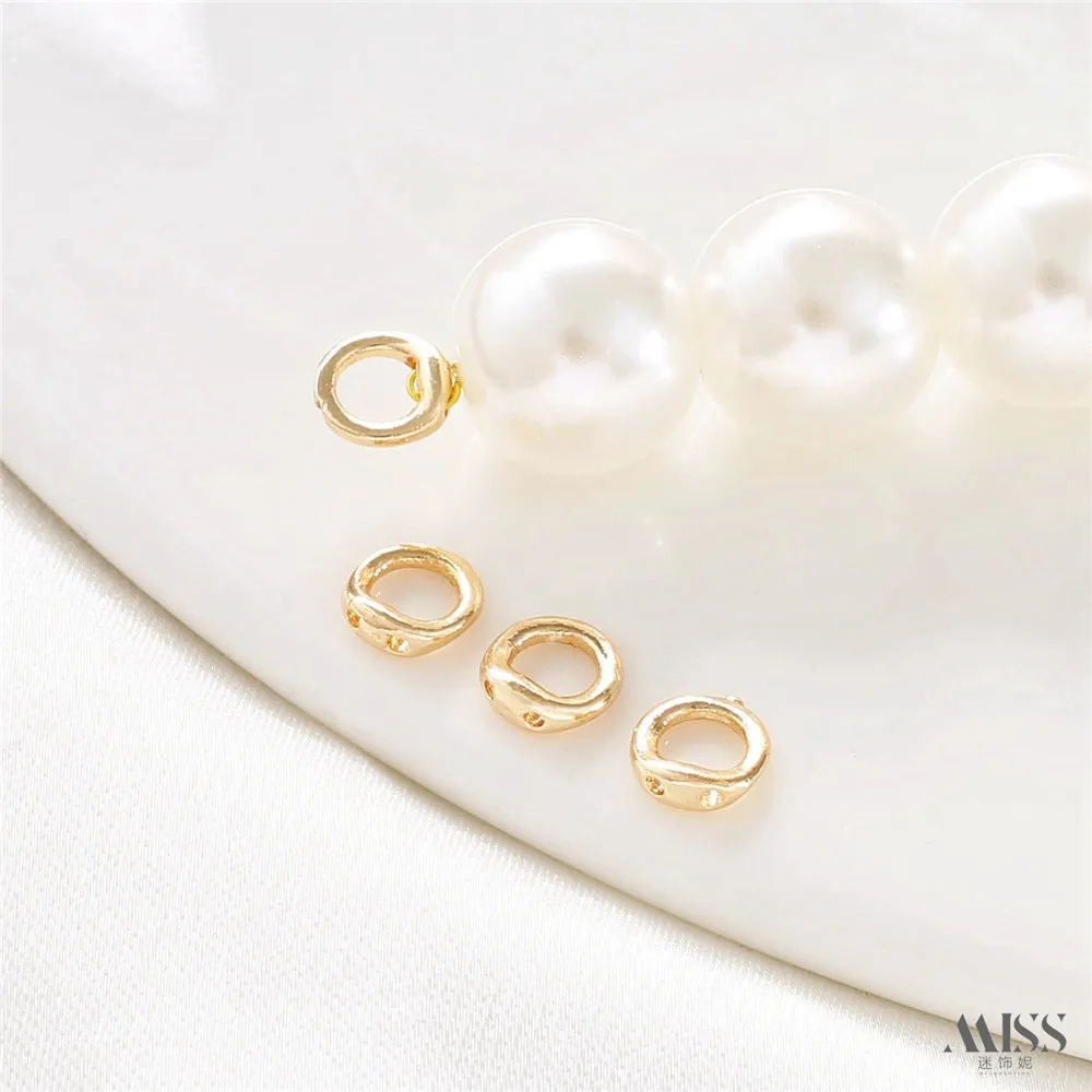 14K Gold-plated Perforated Closure Loop DIY Pearl Bracelet Necklace String Double Hole Connection Buckle Accessory