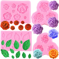 Rose Flower Peony Silicone Mold Wedding Cake Decorating Tools Chocolate Fondant Molds Leaf Candy Resin Moulds DIY Cupcake Topper