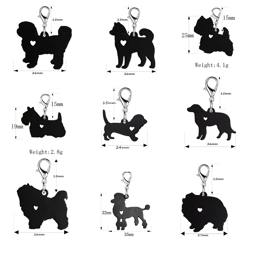 Bulldog Pug Scottish Terrier Black Dog Key Chain Charms For Diy Necklace Pendant Earrings Jewelry Making Fashion Jewelry